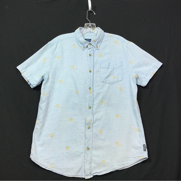 PrAna Men's Shirt "Slim Fit" Medium Blue Button Down Shirt Organic Cotton - Picture 1 of 12